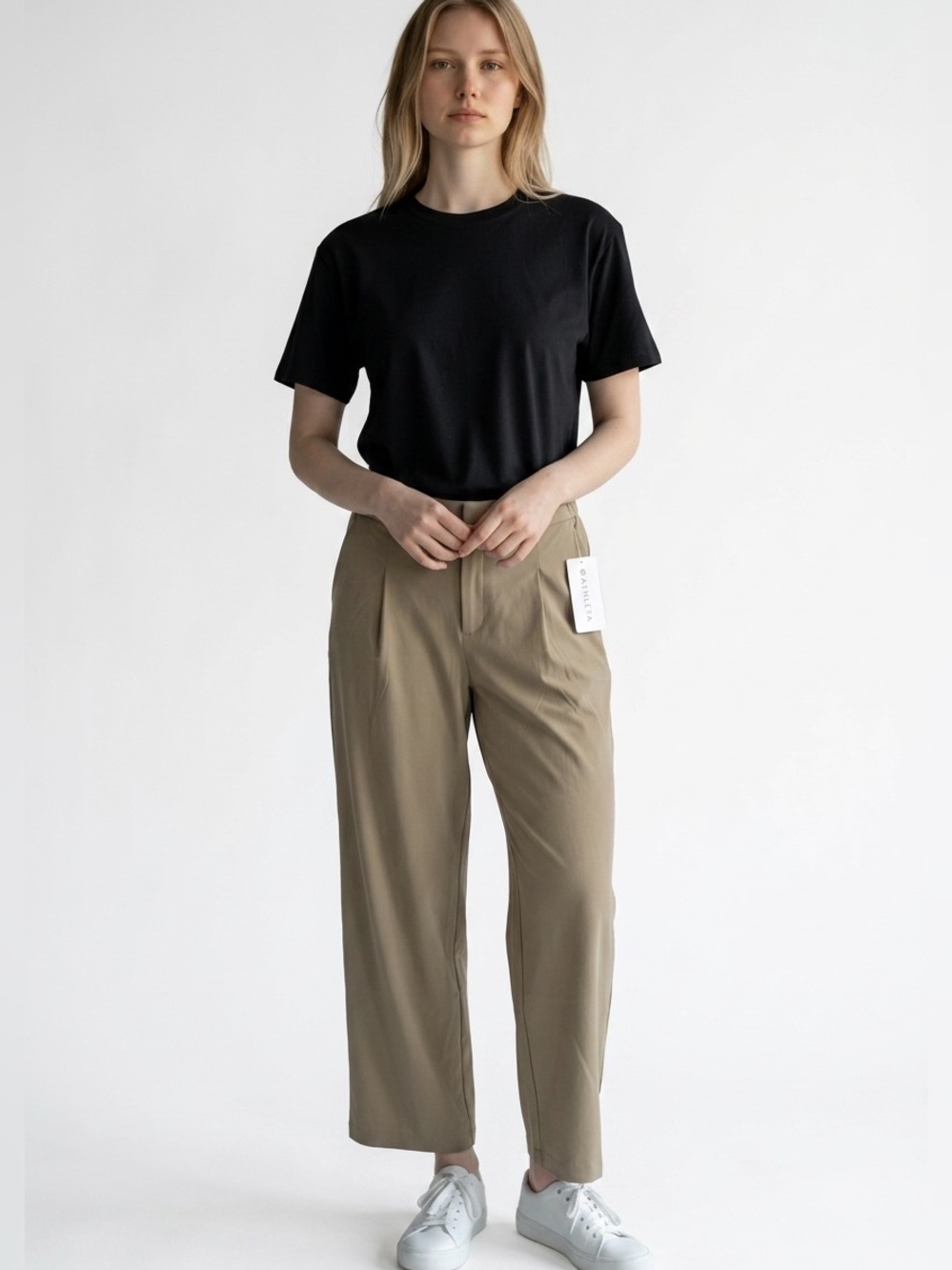 Athleta Straight-Leg Pants in Olive Green